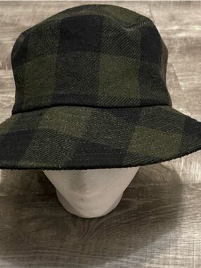 NWT Free People Moss Black Plaid Bucket Hat Size All